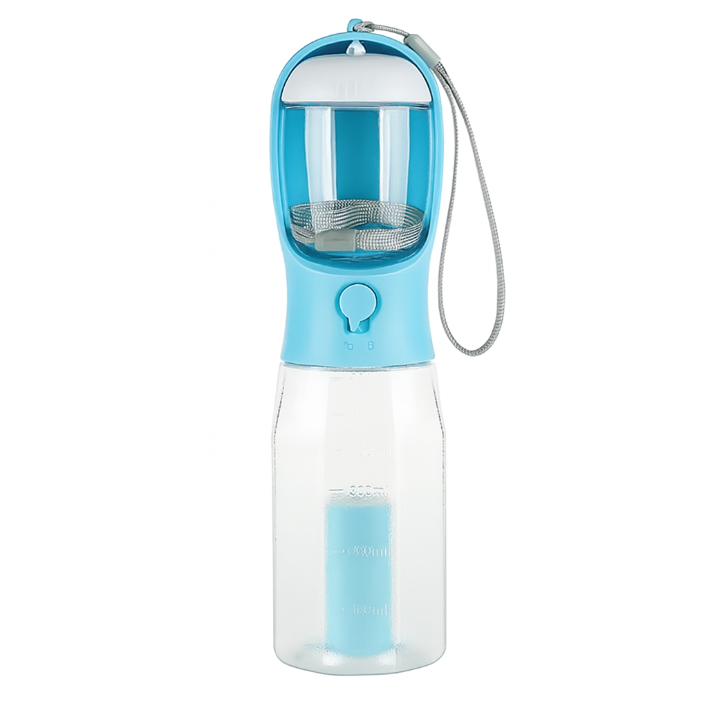 3-in-1 Pet Water & Food Bottle with Waste Bag Holder