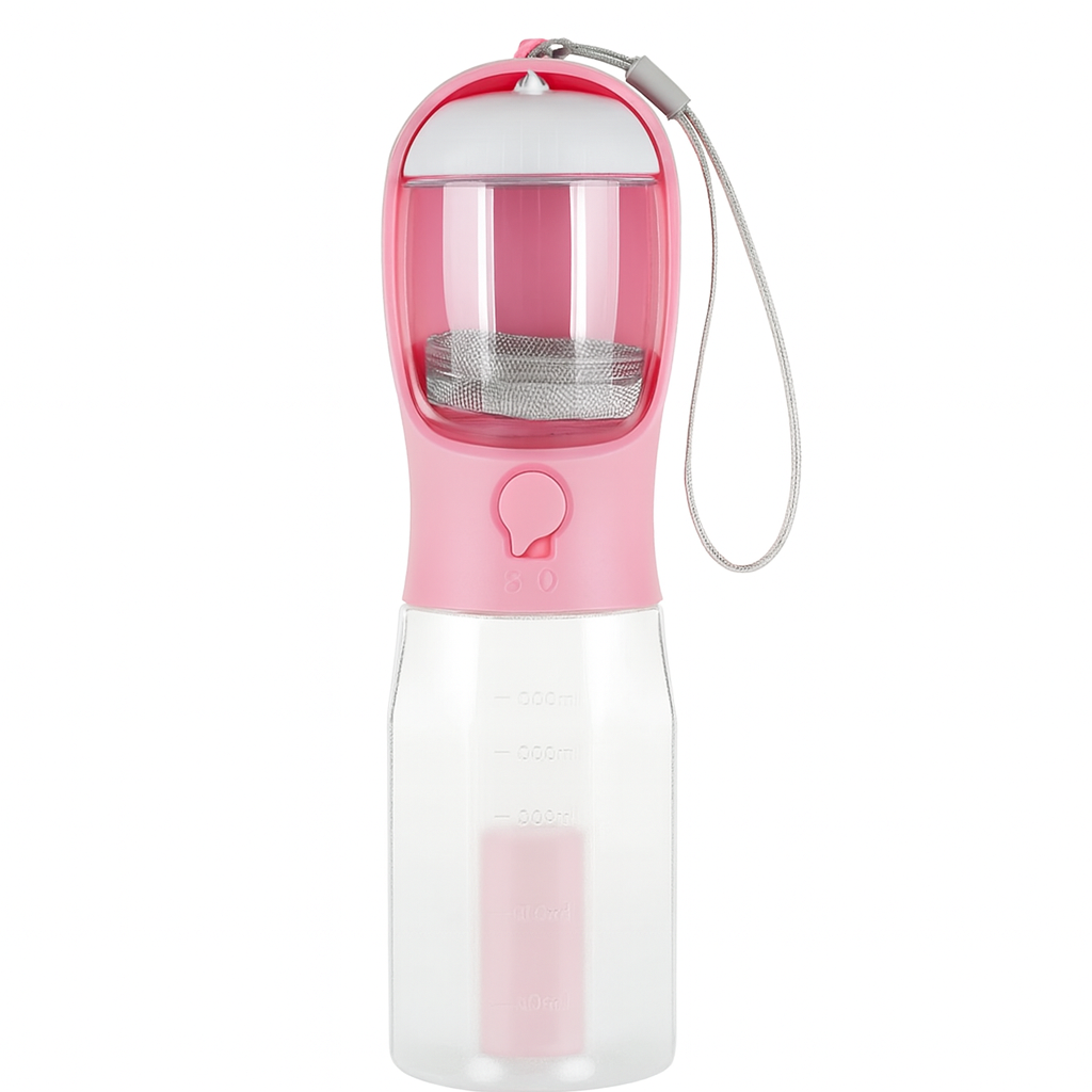 3-in-1 Pet Water & Food Bottle with Waste Bag Holder